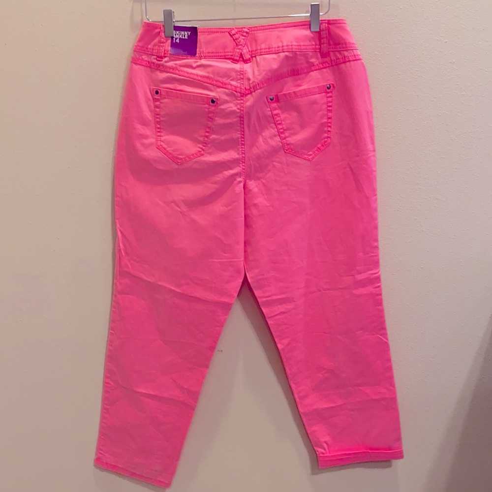 Lane Bryant Sz 14 Neon Pink Skinny Ankle Pants